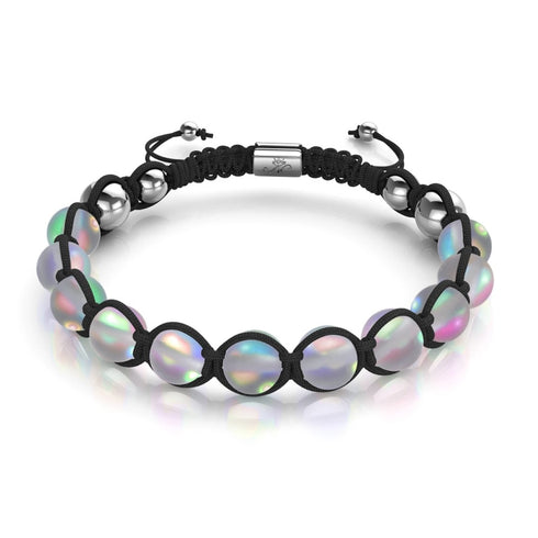 Noir | Gris | Argent | Bracelet Charmballa Verre Sirène